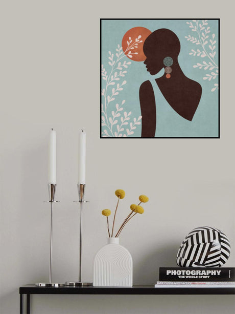 African Black Woman 01 Turkuaz Poster och Canvastavla