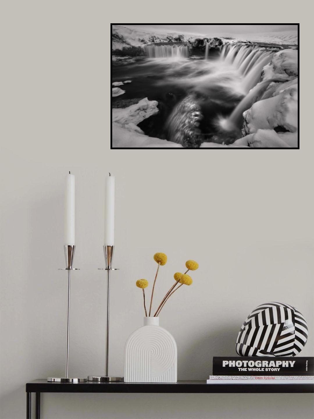 frozen godafoss waterfall Poster och Canvastavla