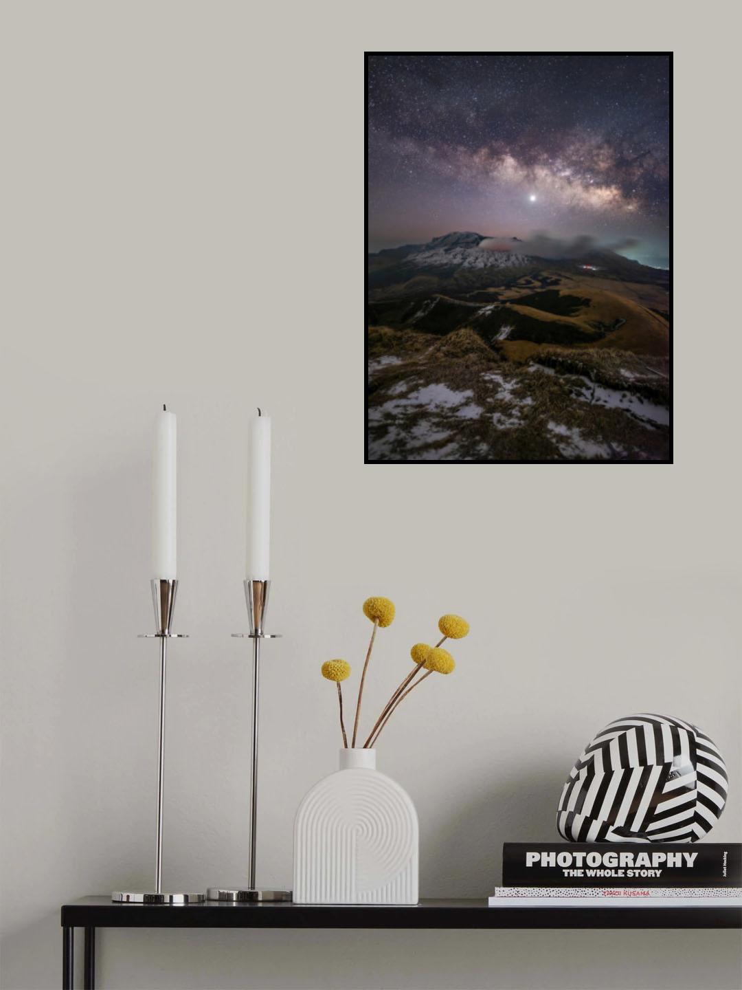 The Milky Way shining in the night sky of Aso Poster och Canvastavla