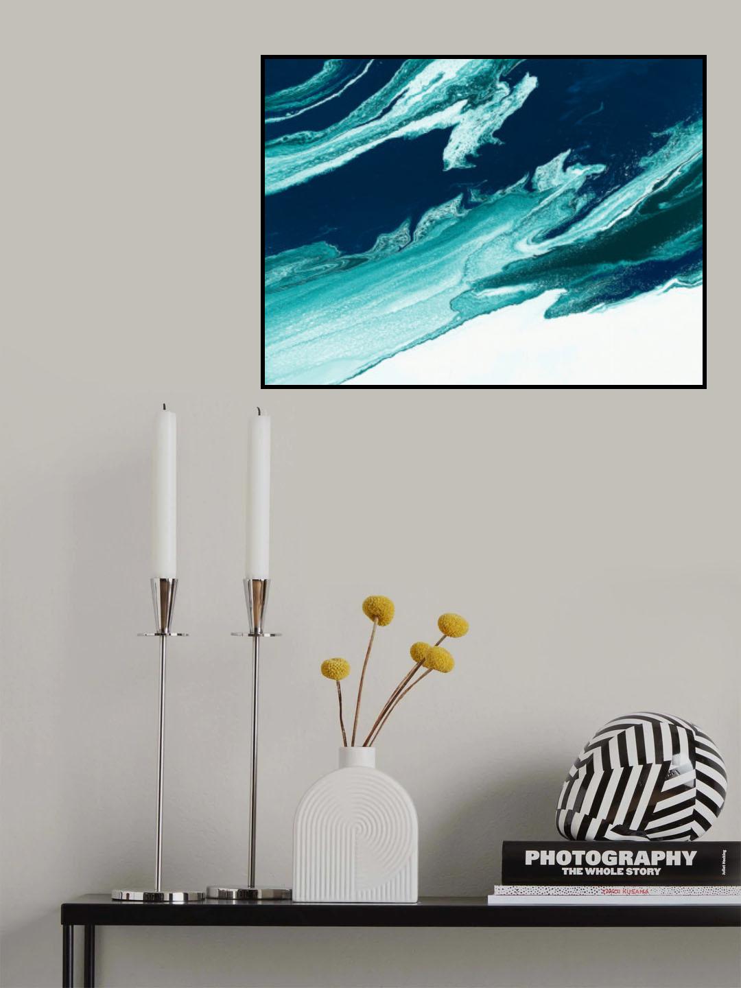 Green and Blue Wave Poster och Canvastavla