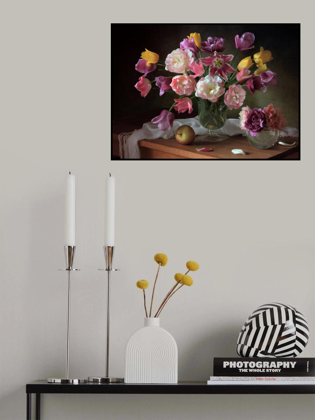 Still life with a bouquet of tulips Poster och Canvastavla