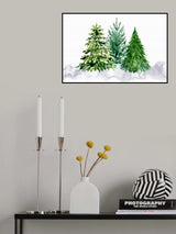 Three watercolor pine trees Poster och Canvastavla