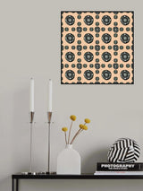 Tribal Ethnic Circles Geometric Black White On Brown Poster och Canvastavla
