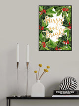 Merry and bright holly floral art Poster och Canvastavla