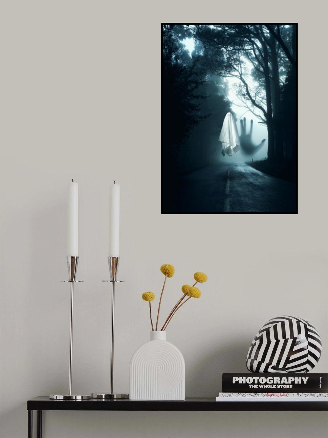 Ghost Halloween In The Dark Road Poster och Canvastavla