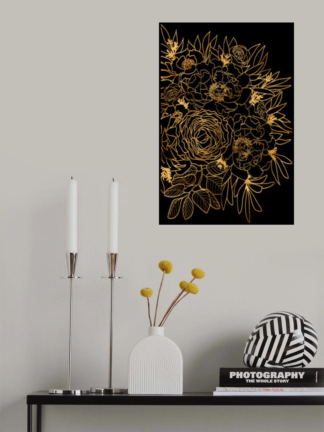 Nanette bouquet in gold and black Poster och Canvastavla