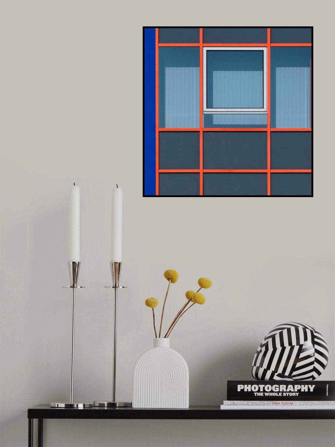 Graphic facade with a white window Poster och Canvastavla
