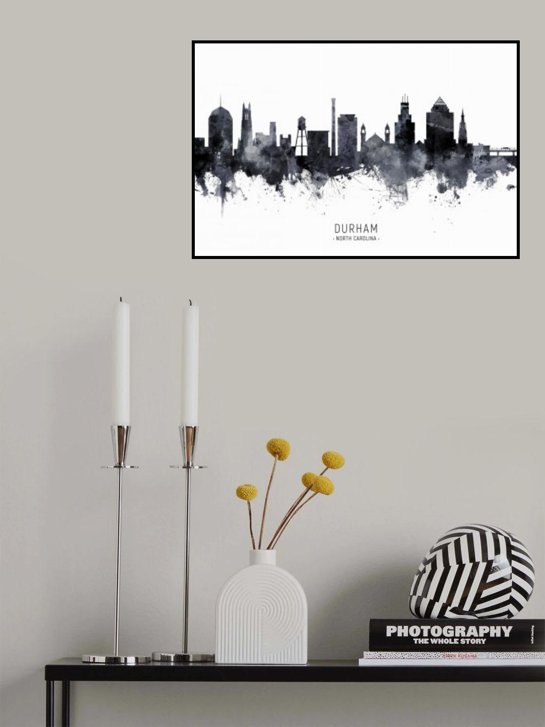 Durham North Carolina Skyline Poster och Canvastavla