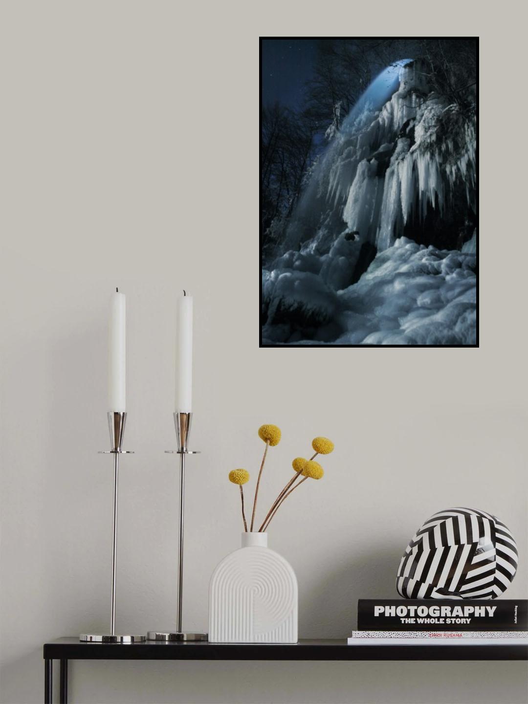 Eisfall im Mondlicht Poster och Canvastavla