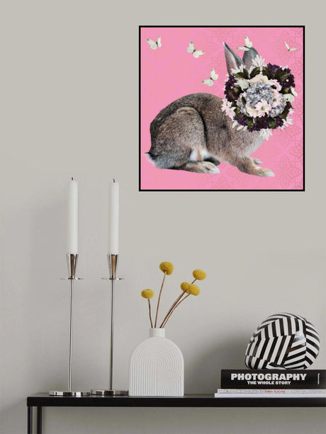 Spring Flower Bonnet On Bunny Poster och Canvastavla