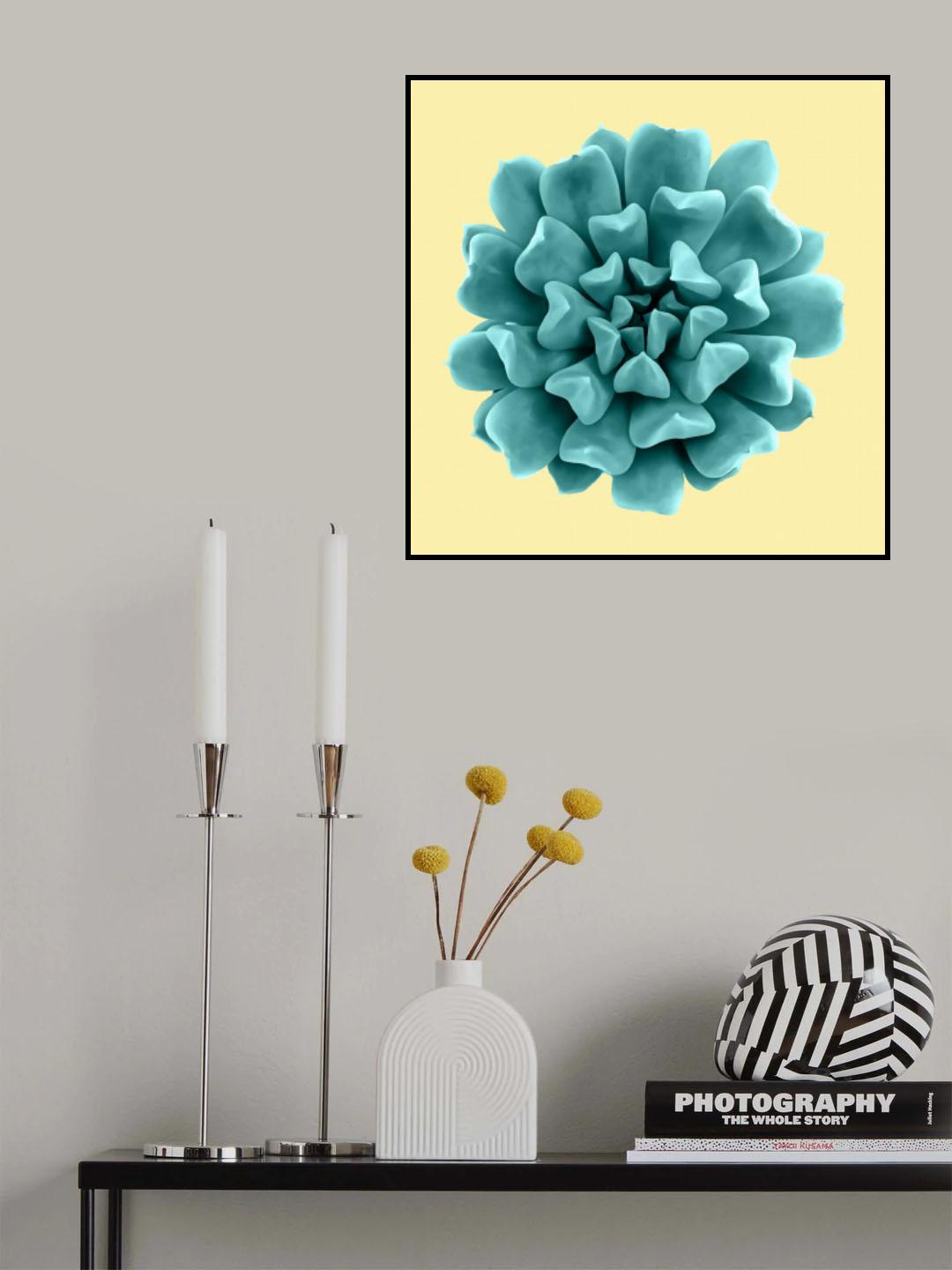 Teal Succulents on Yellow Poster och Canvastavla