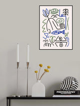 Line Art Bizarre Fishing Symbol Poster och Canvastavla