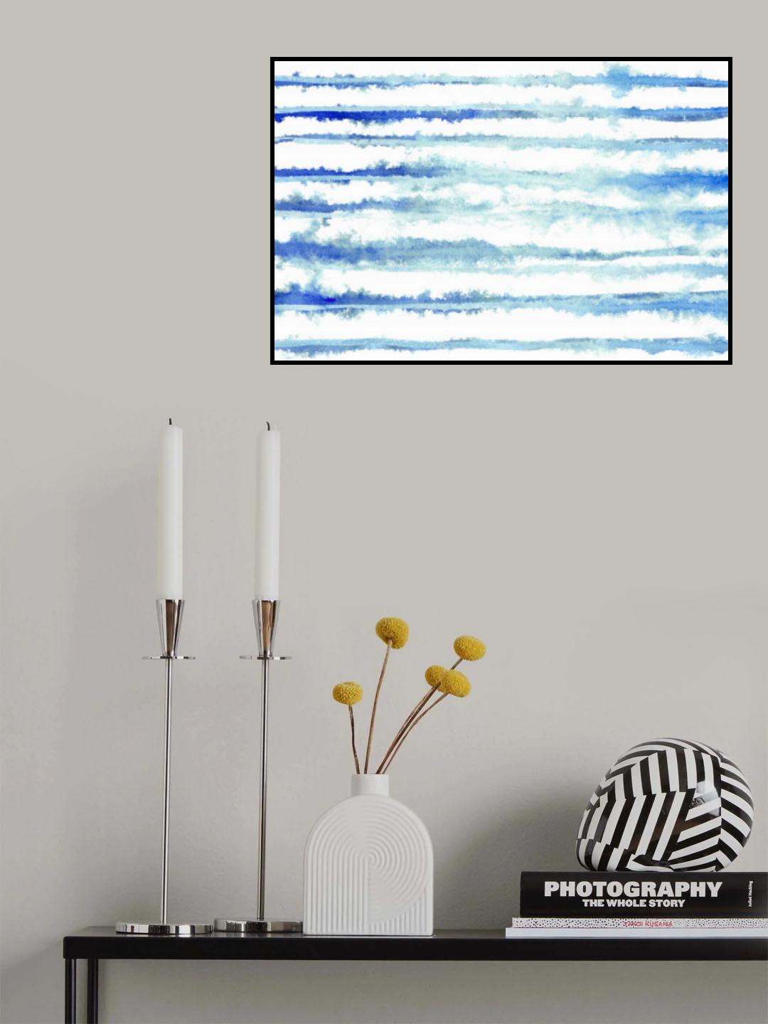 Abstract Lines Blue and White 08 Poster och Canvastavla