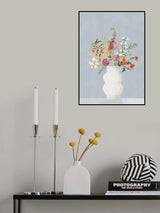 Flowers In Vase, Blue Poster och Canvastavla