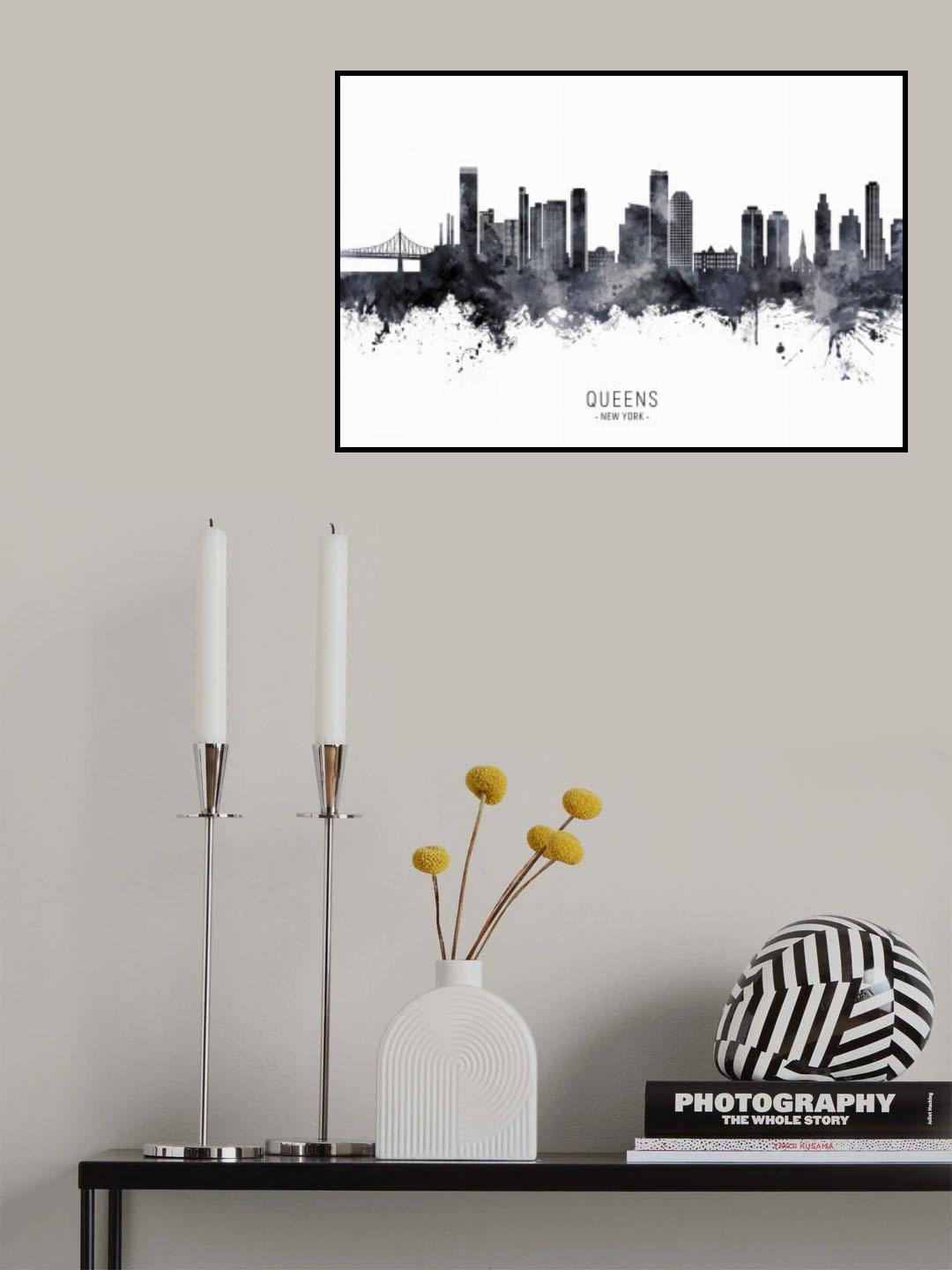 Queens New York Skyline Poster och Canvastavla