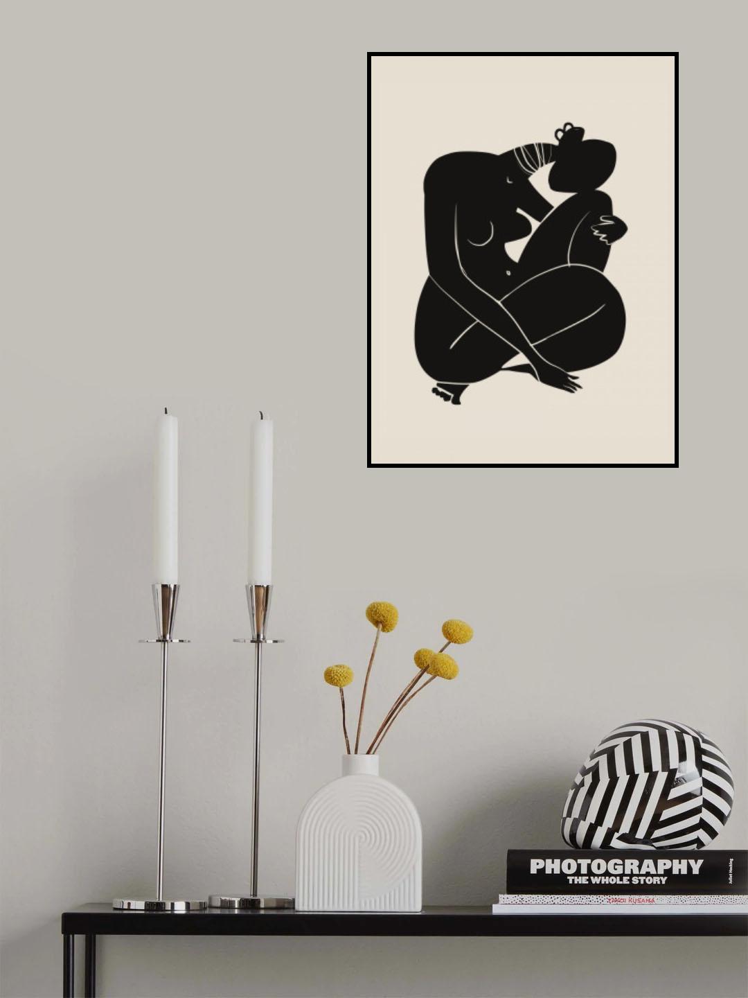Baby Curl African Nude In Black Poster och Canvastavla