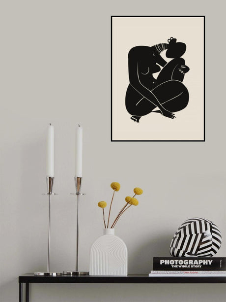Baby Curl African Nude In Black Poster och Canvastavla