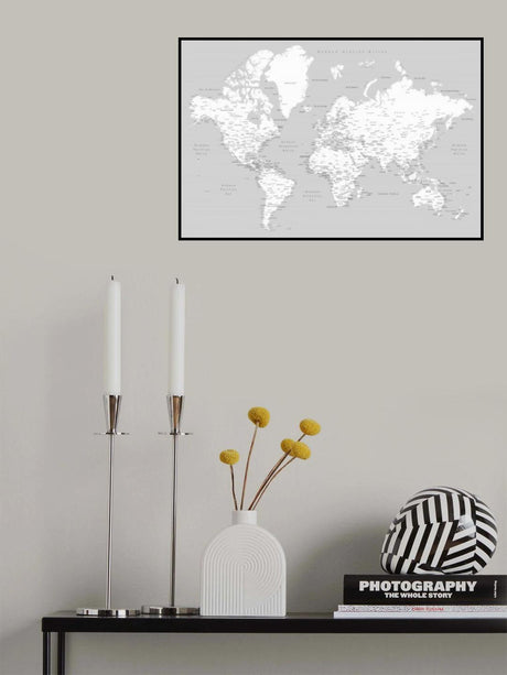 Hart world map in Spanish Poster och Canvastavla