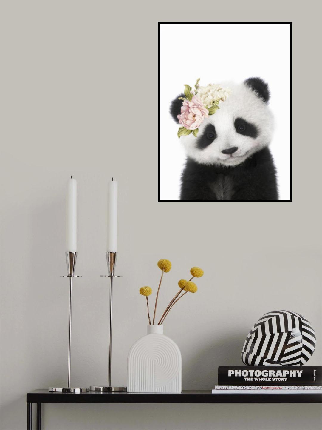 Floral Baby Panda Poster och Canvastavla