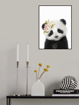 Floral Baby Panda Poster och Canvastavla