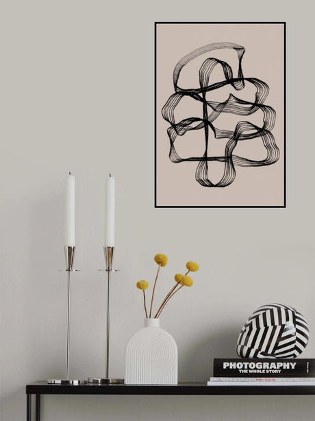 Ink Black and Beige Poster och Canvastavla