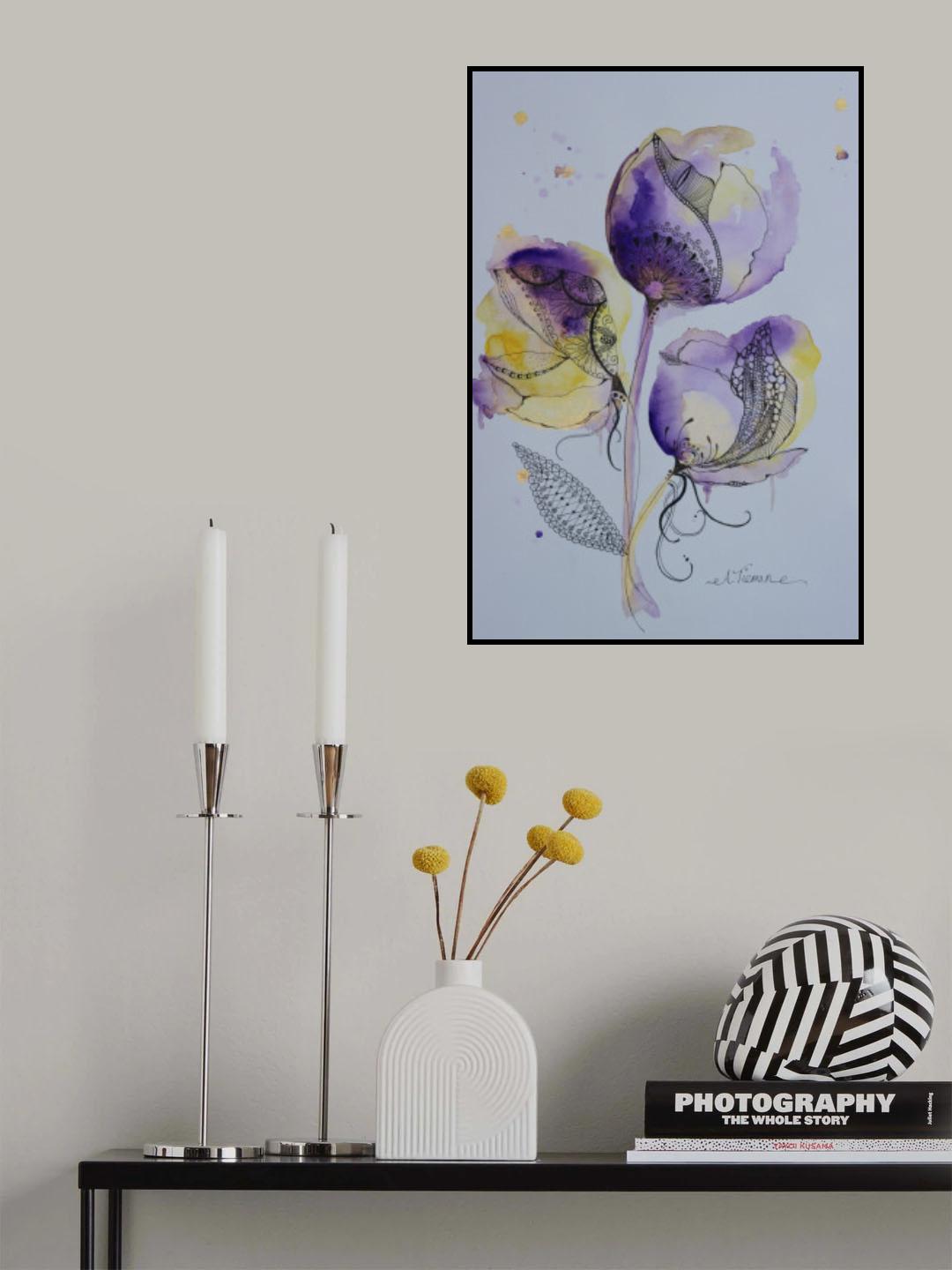Mandala Floral (purple, Yellow and Gold) Poster och Canvastavla