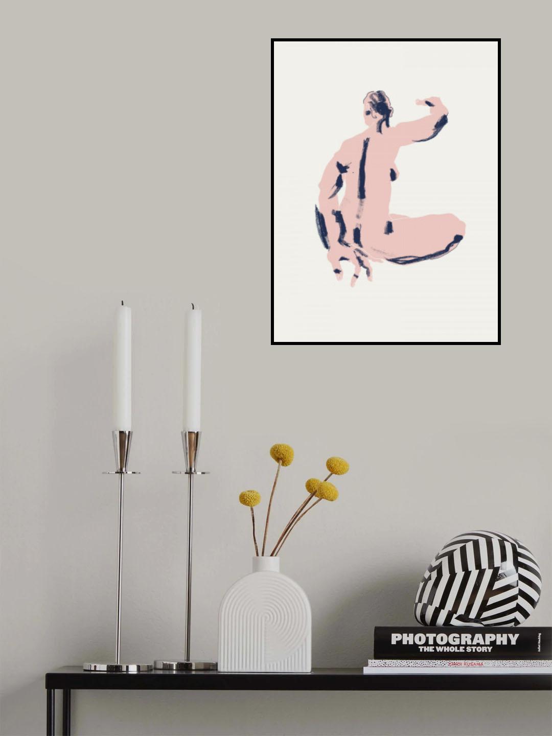 Seated Nude Back View Poster och Canvastavla