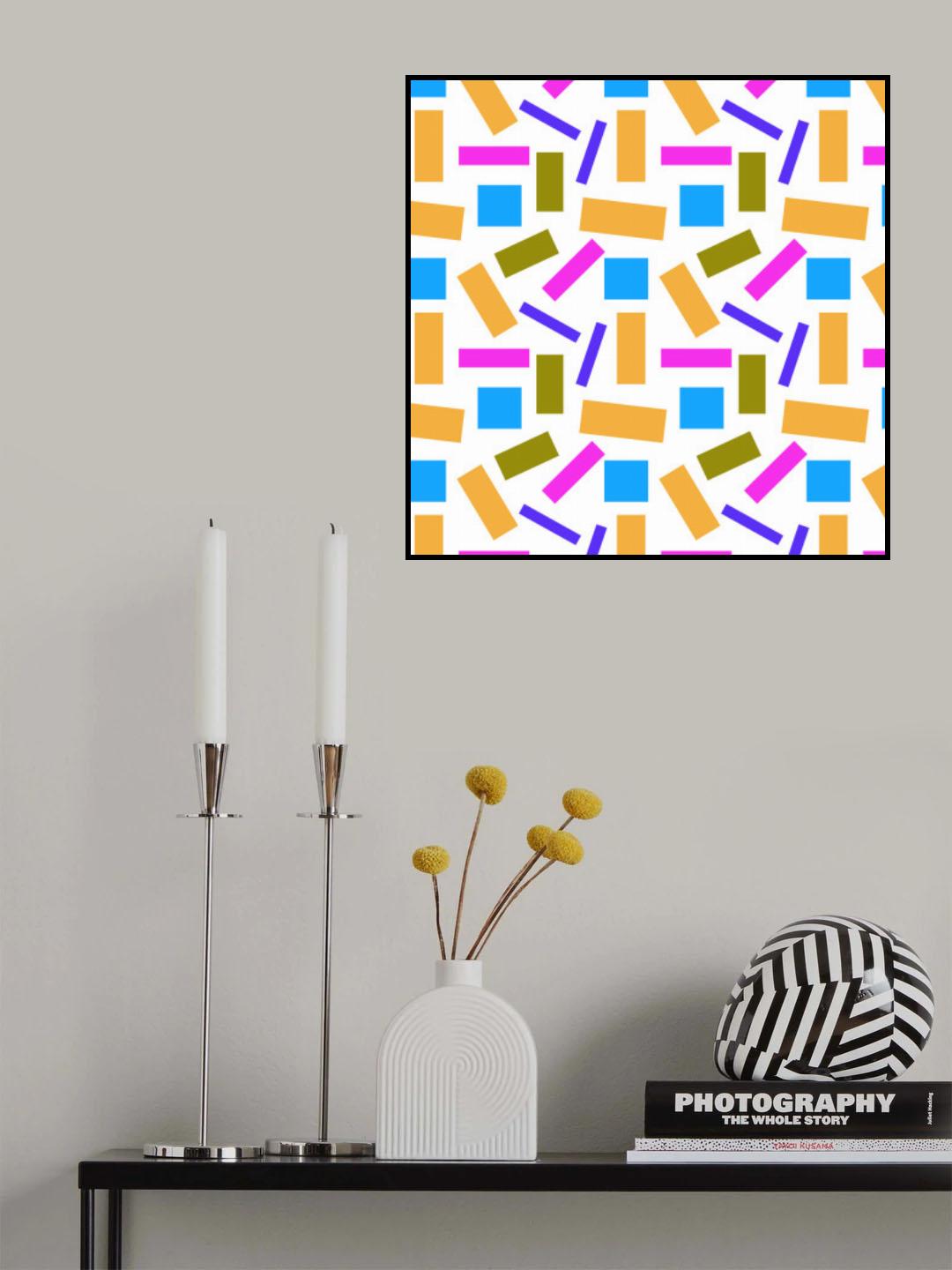 Shapely Blue Brown Lavender Geometric Poster och Canvastavla