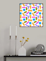 Shapely Blue Brown Lavender Geometric Poster och Canvastavla