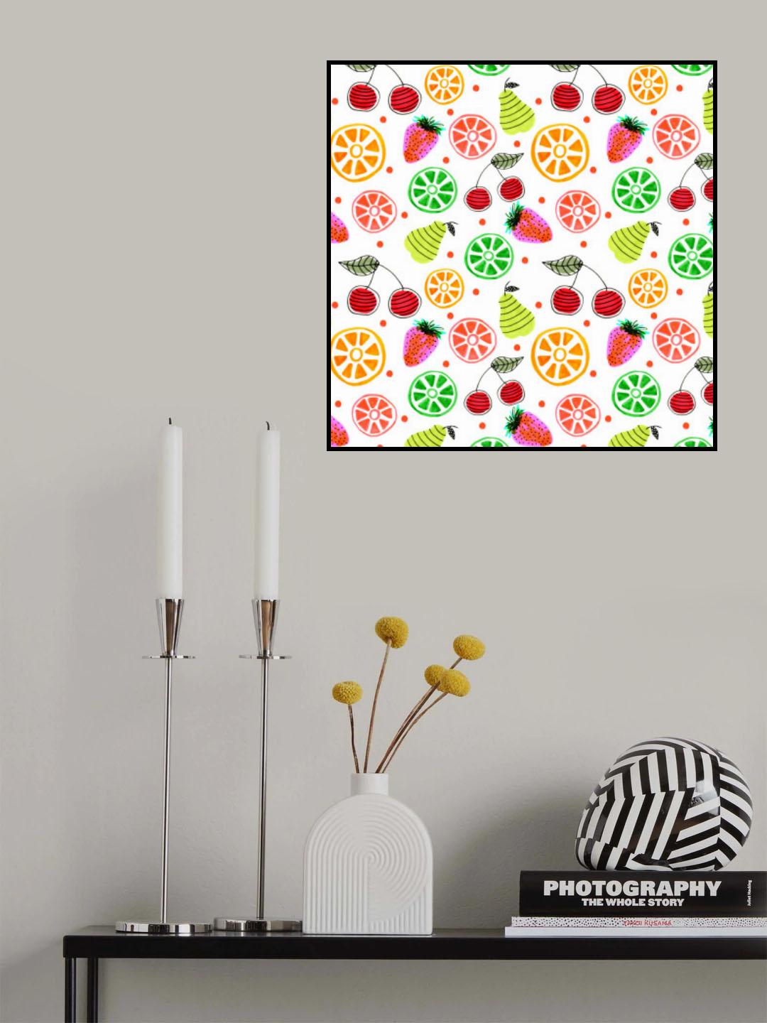 Green Orange Red Fruit Bowl Poster och Canvastavla