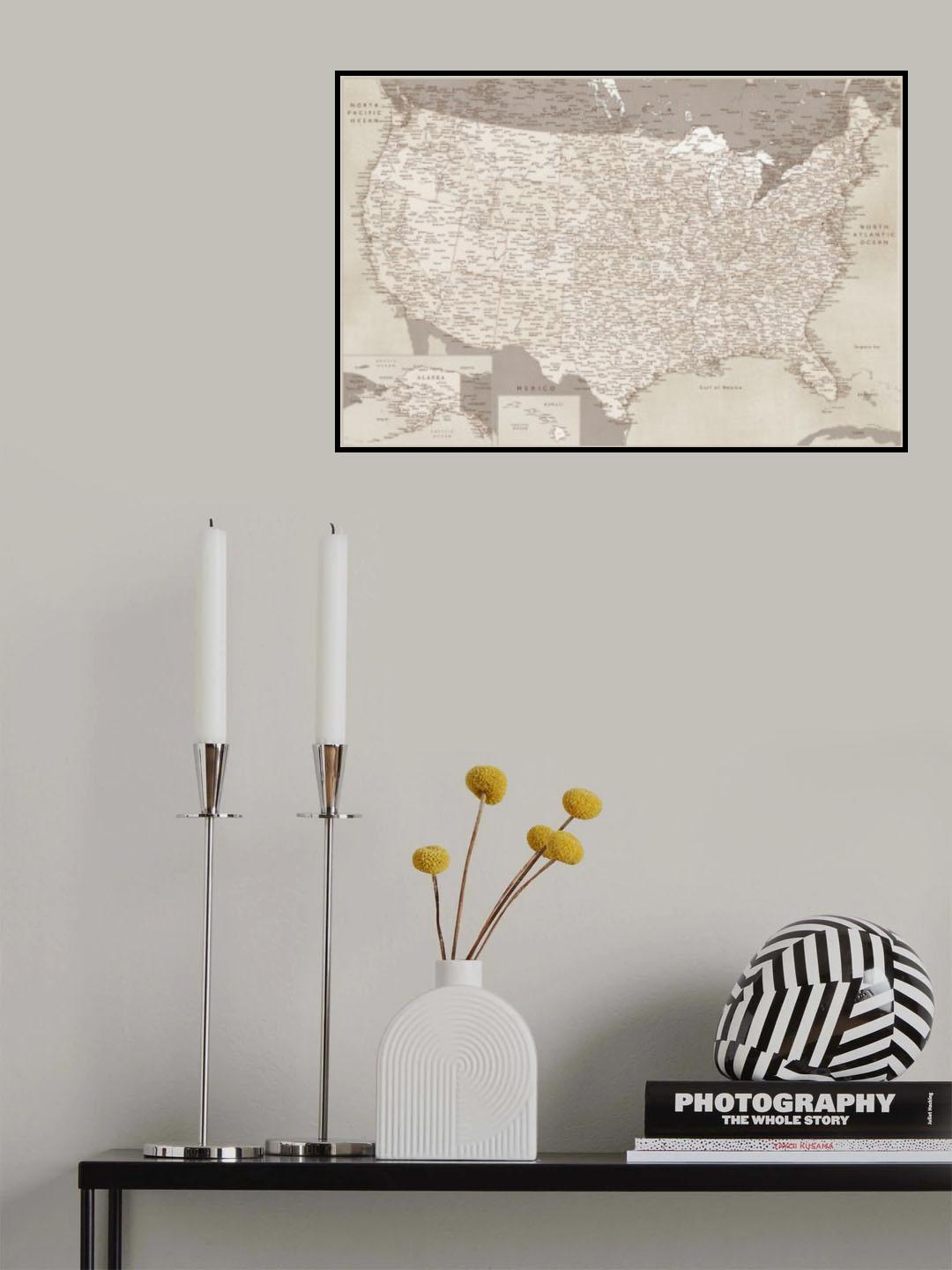 Highly detailed map of the United States, Gentry Poster och Canvastavla