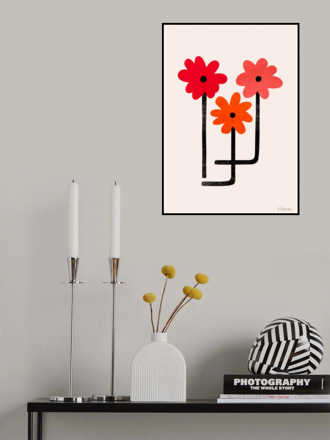 Red Hot Blooms Poster och Canvastavla