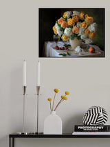 Still life with a bouquet of roses and peonies Poster och Canvastavla