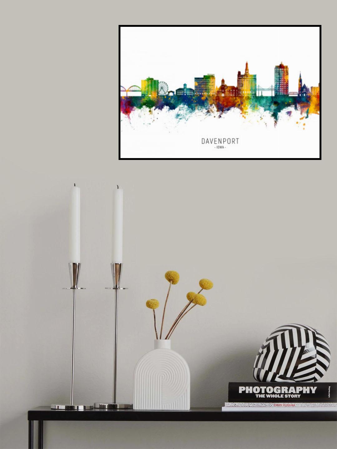Davenport Iowa Skyline Poster och Canvastavla