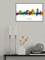 Davenport Iowa Skyline Poster och Canvastavla