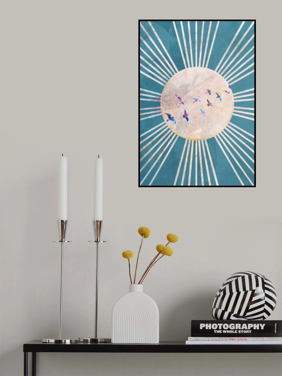 Sun birds turquoise Poster och Canvastavla