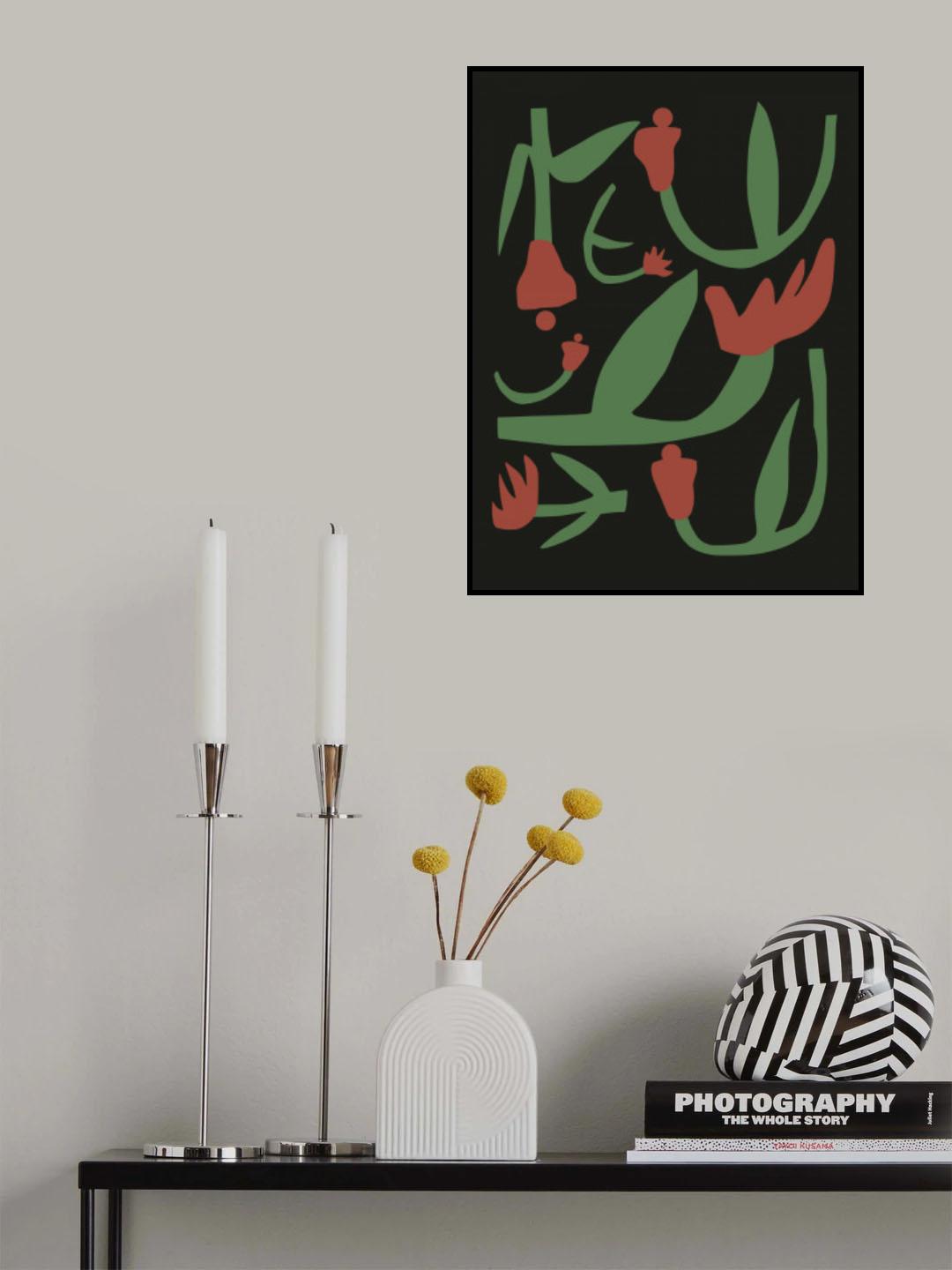 Red Flower Cut Out Poster och Canvastavla