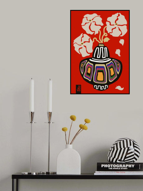 Ukiyo Vase Flower Rainbow Red Poster och Canvastavla