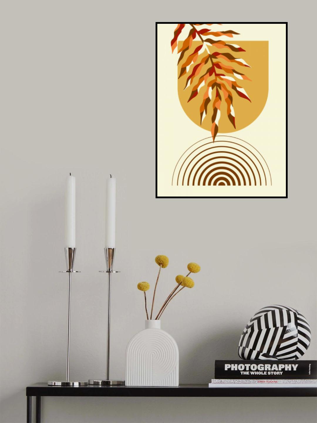 Mid Century Geometrical With Palm Poster och Canvastavla
