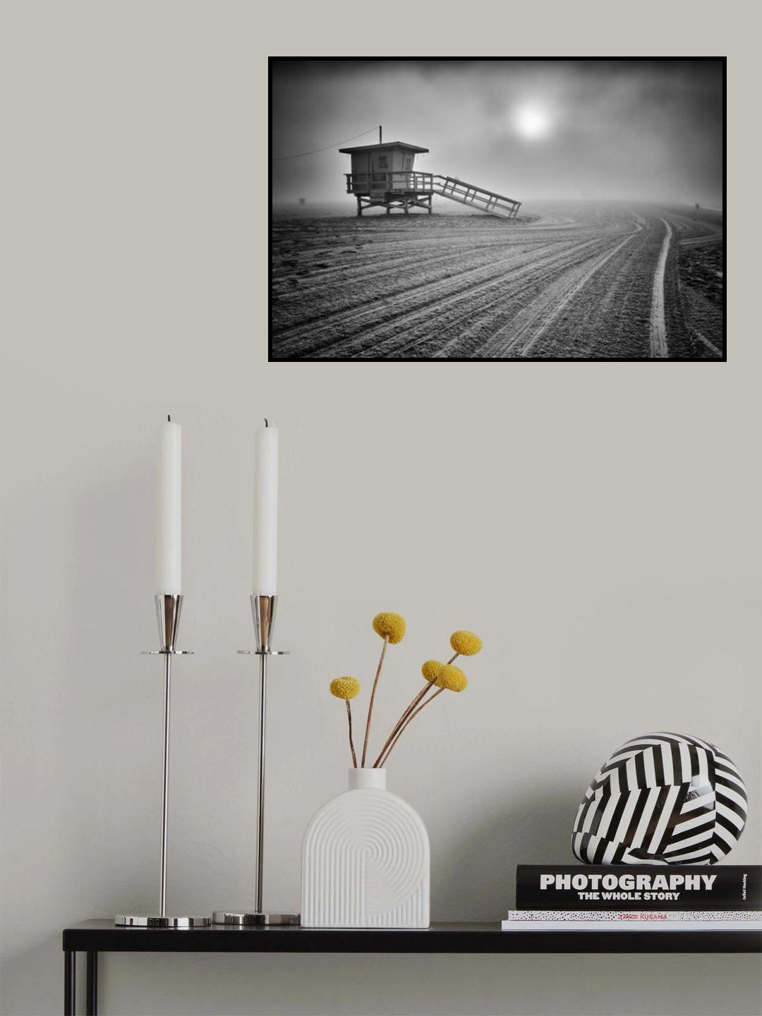 Fog on the beach - Santa Monica, California Poster och Canvastavla