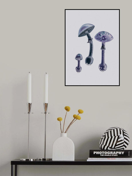 Amanita Muscaria  White Backgound Purple Poster och Canvastavla