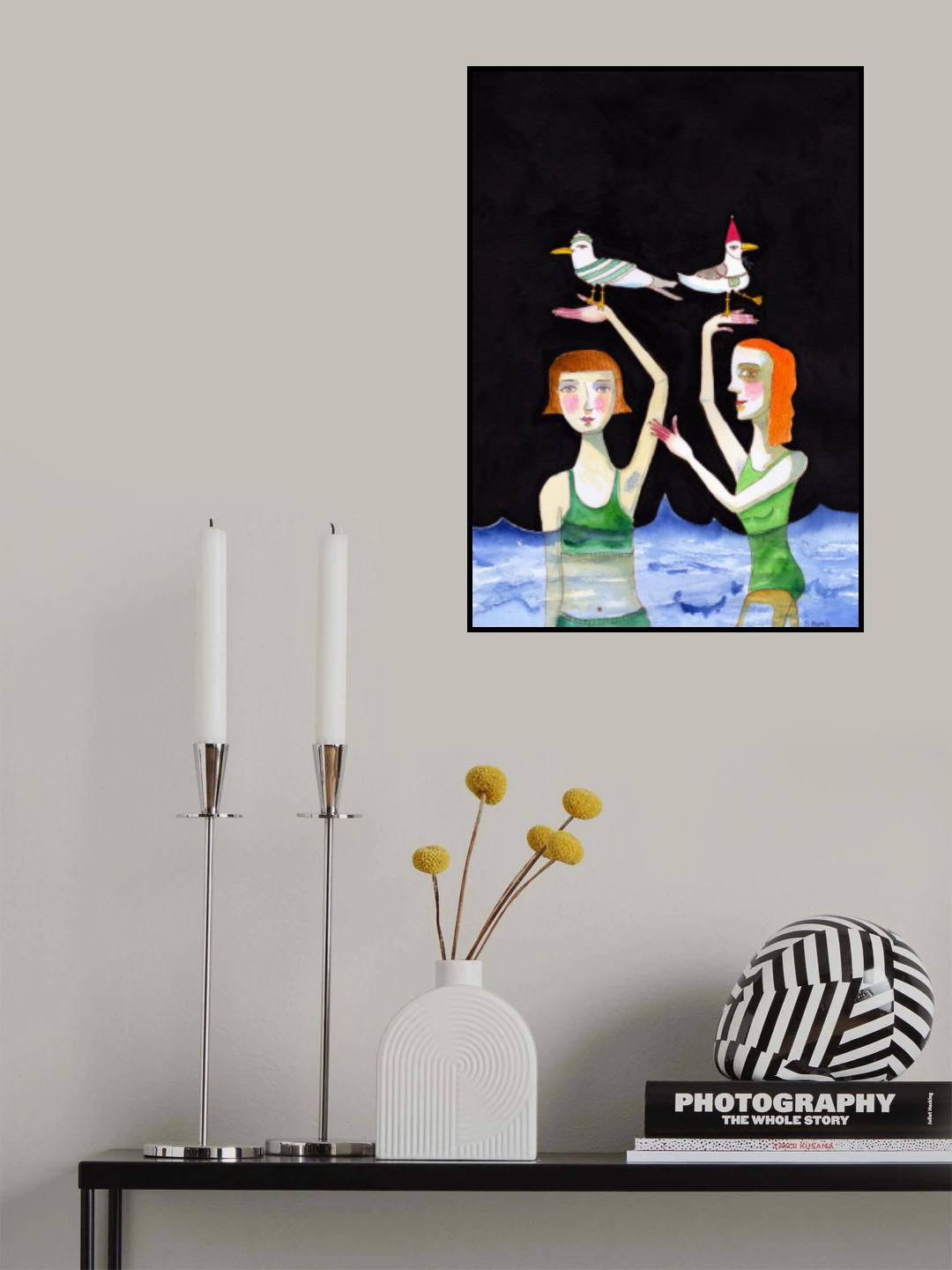 Best Friends Swimming with birds Poster och Canvastavla