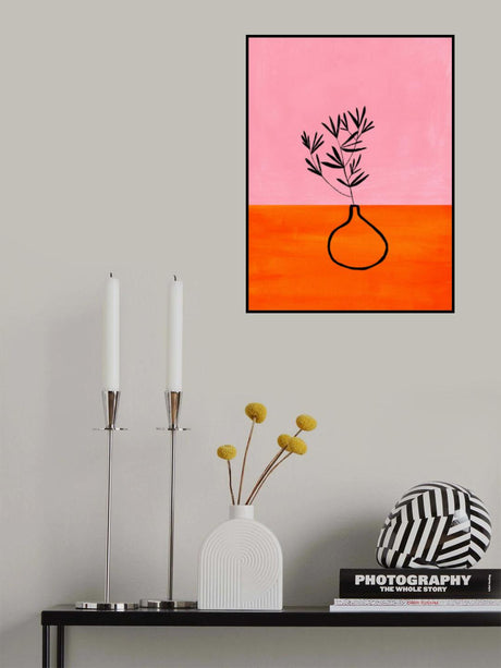 Orange Pink Vase Poster och Canvastavla