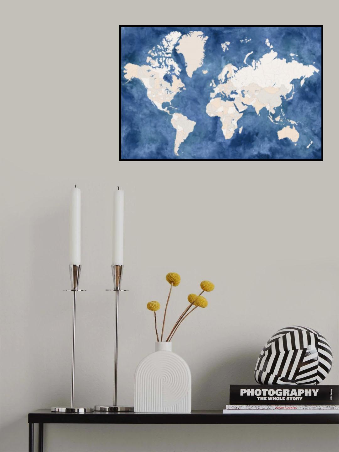 Hudson world map Poster och Canvastavla