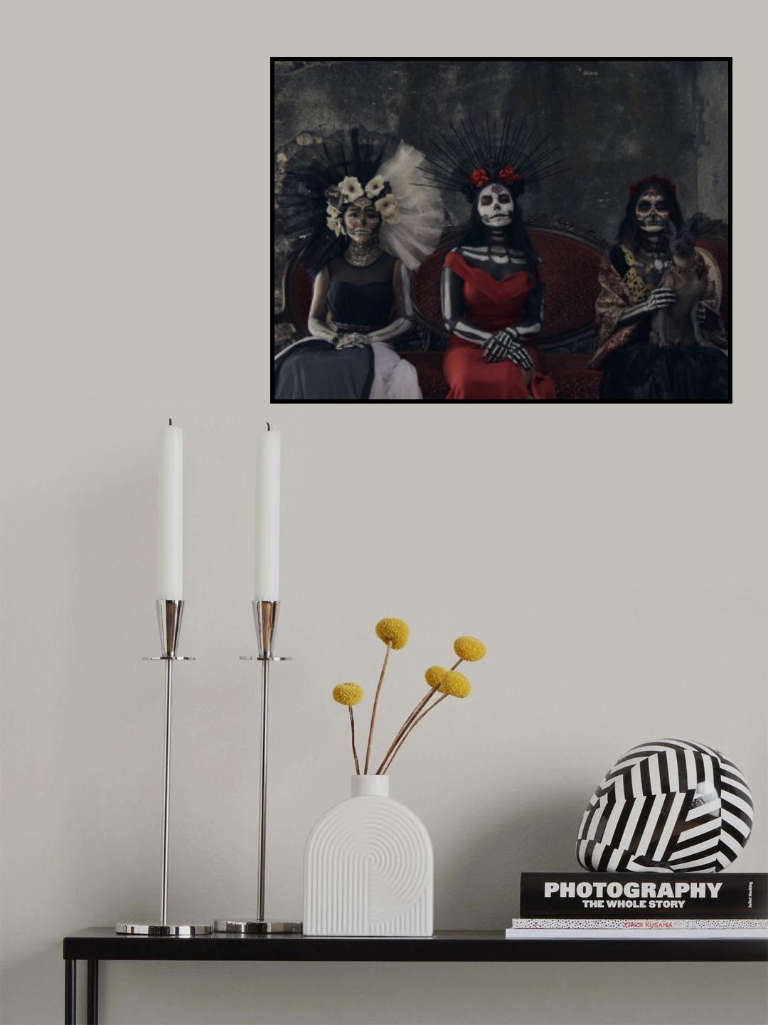 3 Catrinas and a sacred dog Poster och Canvastavla