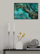 Teal Gold Marble Chic Poster och Canvastavla