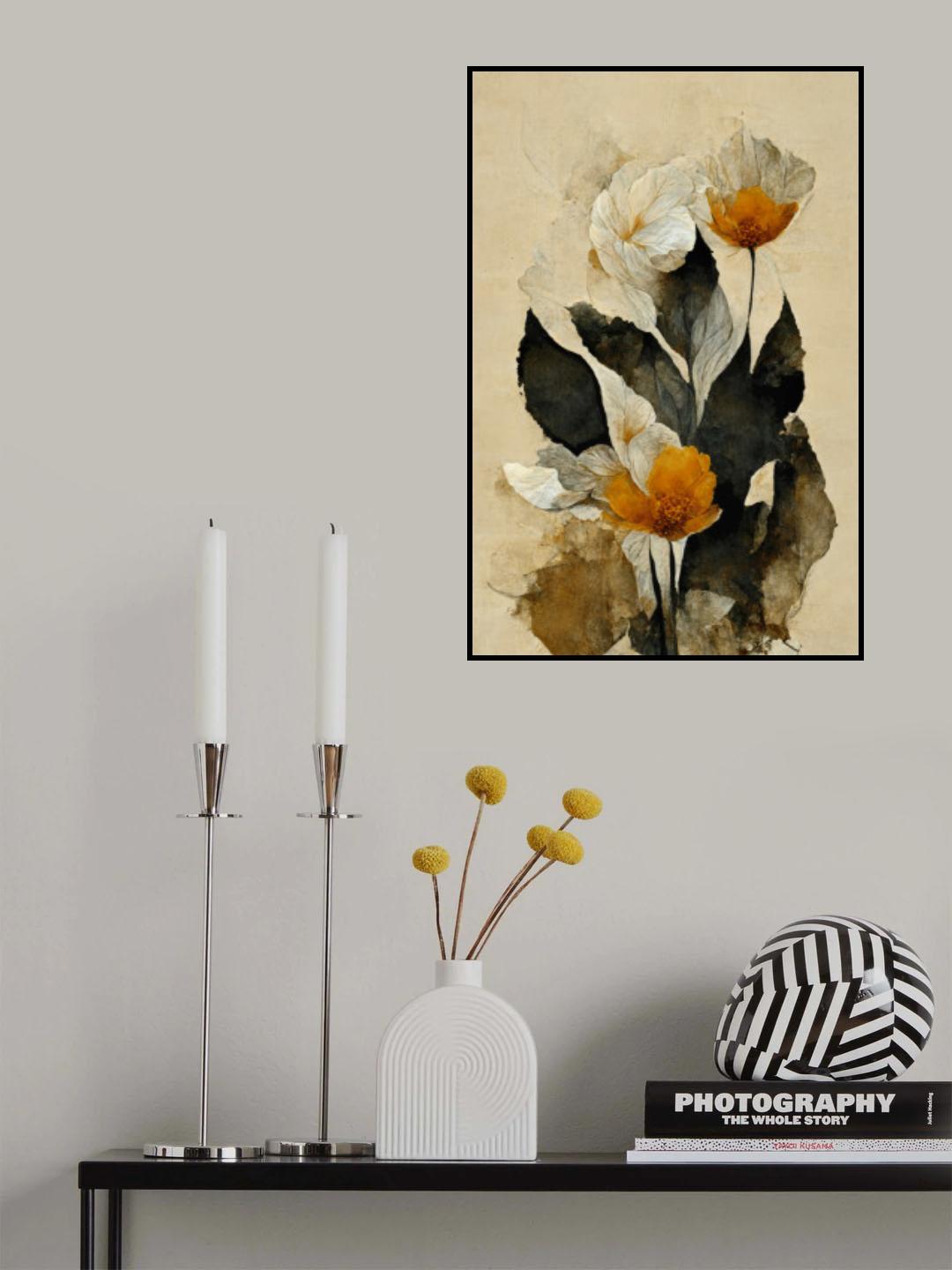Yellow Paper Flowers Poster och Canvastavla