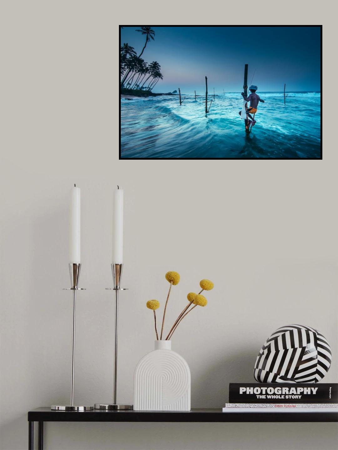 Fishing at sunrise Poster och Canvastavla