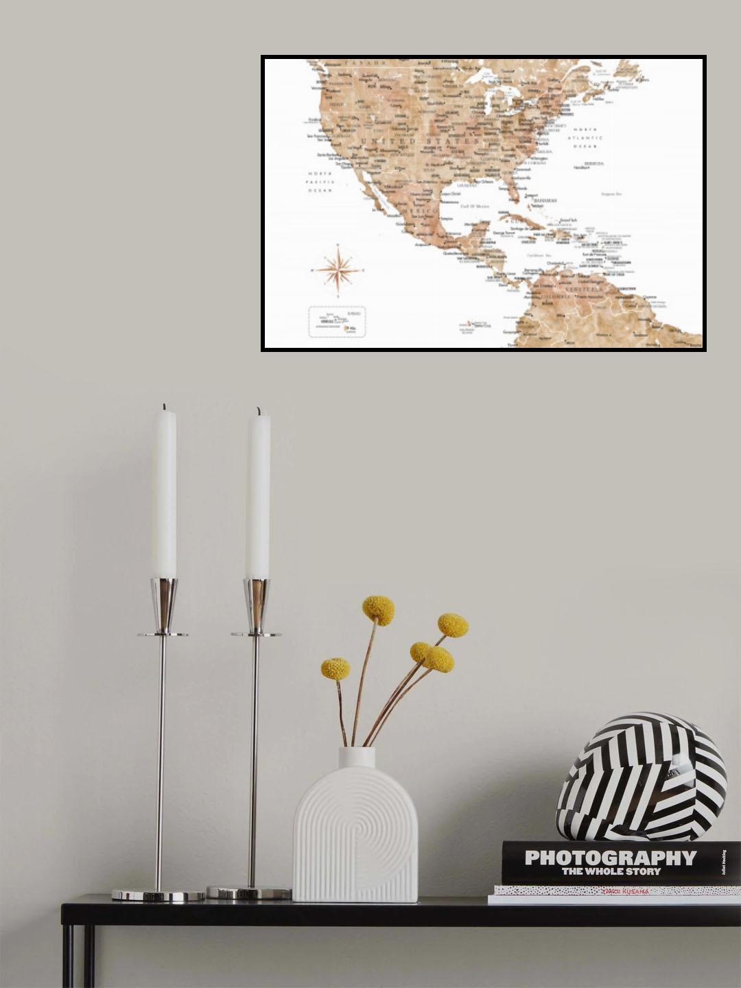 Neutral USA and the Caribbean sea map Poster och Canvastavla