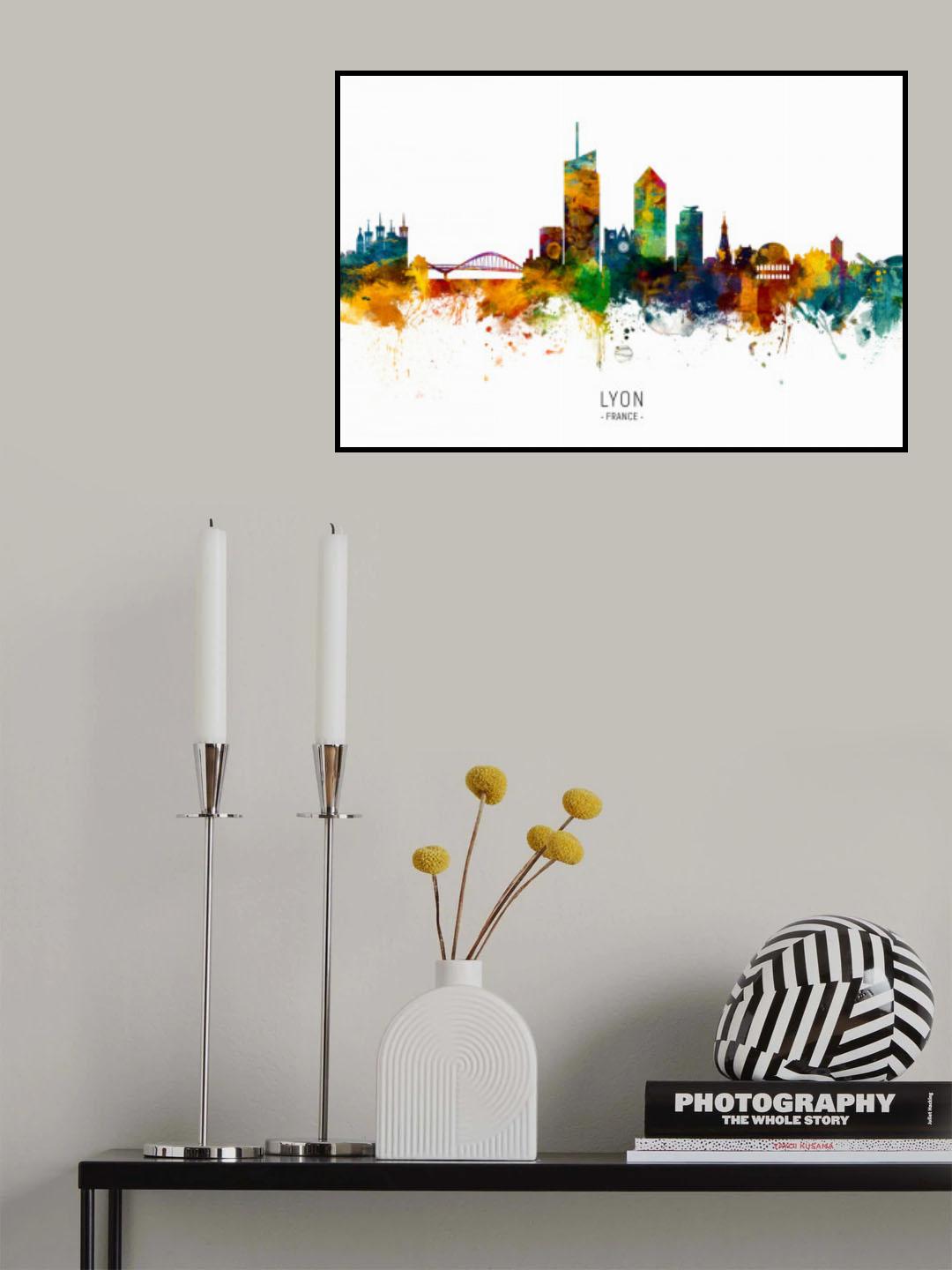Lyon France Skyline Poster och Canvastavla